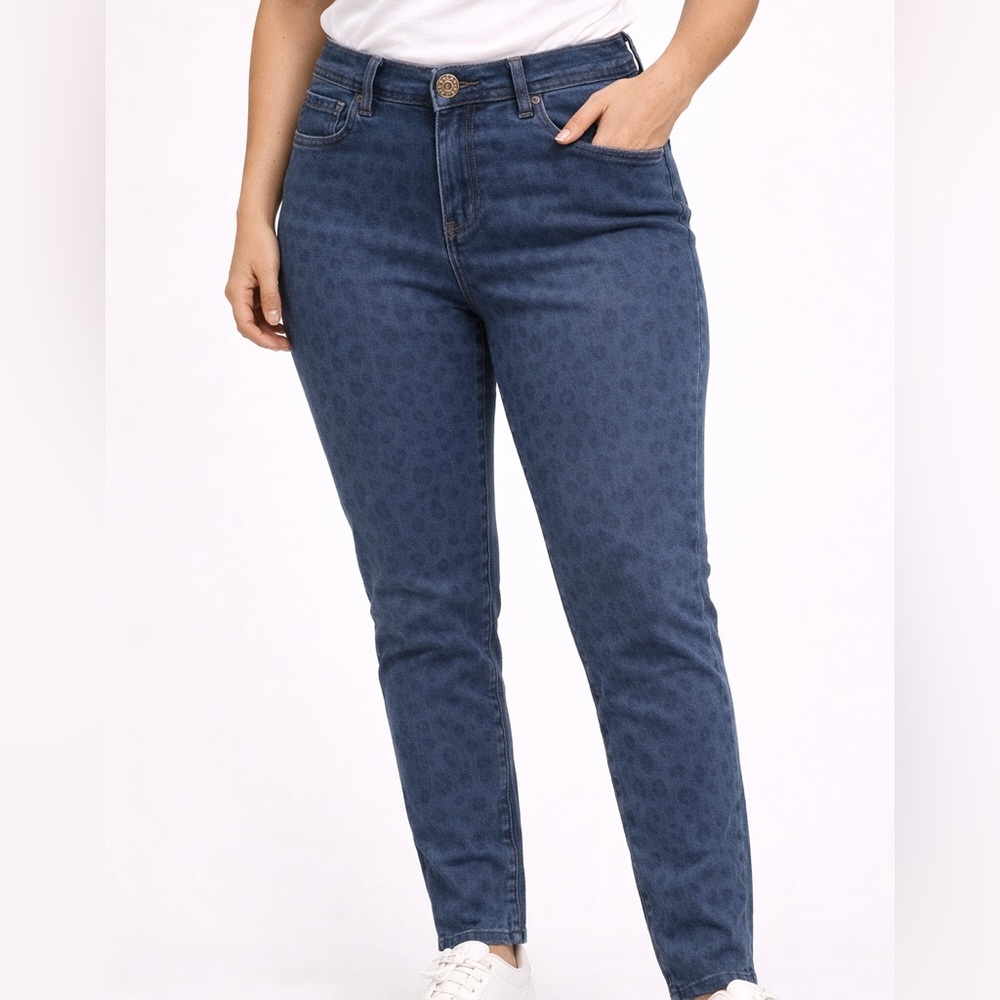 Romeo & Juliet Couture Dark Blue Skinny Jeans with Subtle Print